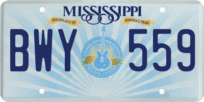 MS license plate BWY559