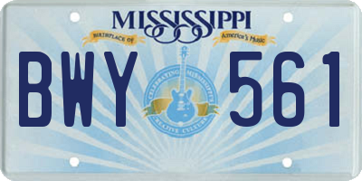 MS license plate BWY561