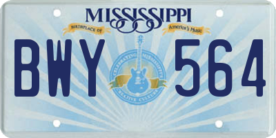 MS license plate BWY564