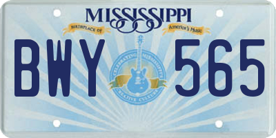 MS license plate BWY565