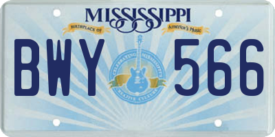 MS license plate BWY566