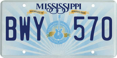 MS license plate BWY570
