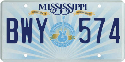 MS license plate BWY574