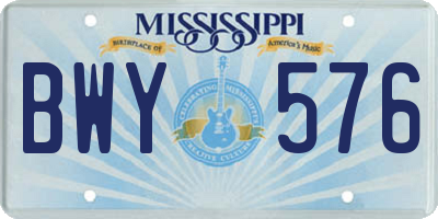 MS license plate BWY576