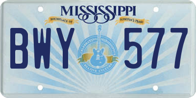 MS license plate BWY577