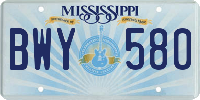 MS license plate BWY580