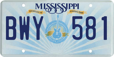 MS license plate BWY581