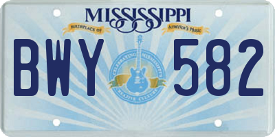 MS license plate BWY582