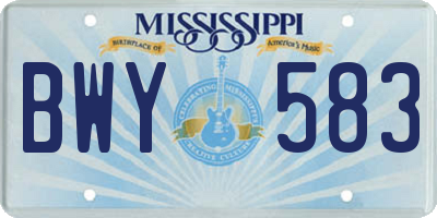MS license plate BWY583