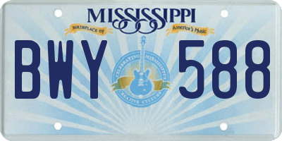 MS license plate BWY588