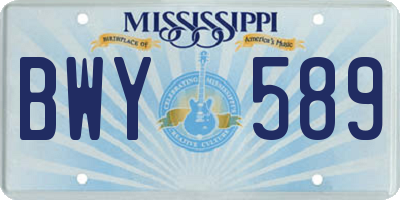MS license plate BWY589