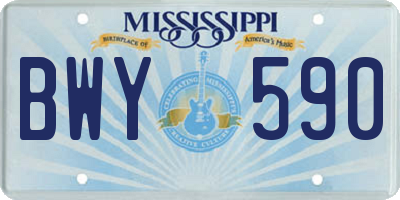 MS license plate BWY590