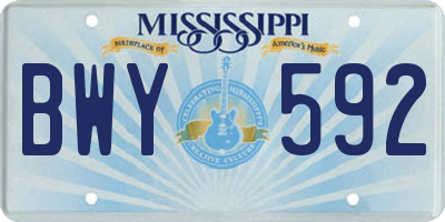MS license plate BWY592