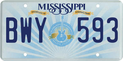 MS license plate BWY593