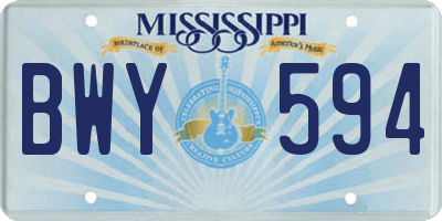 MS license plate BWY594
