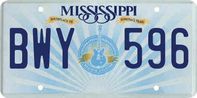 MS license plate BWY596