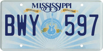 MS license plate BWY597