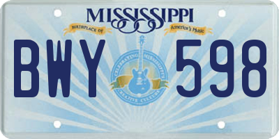 MS license plate BWY598