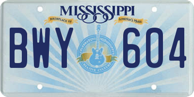MS license plate BWY604
