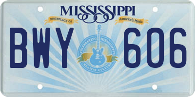 MS license plate BWY606