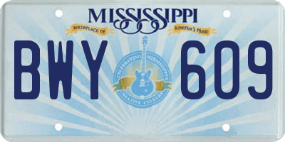 MS license plate BWY609