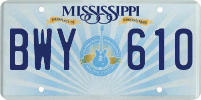 MS license plate BWY610