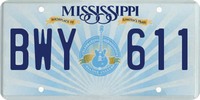 MS license plate BWY611