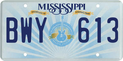 MS license plate BWY613