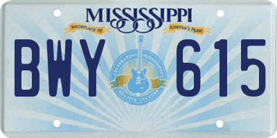 MS license plate BWY615