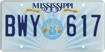 MS license plate BWY617