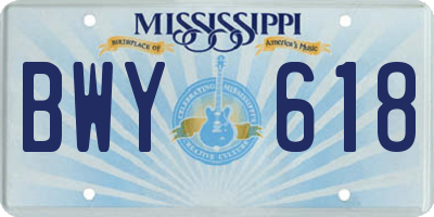 MS license plate BWY618