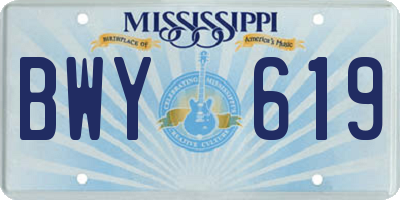 MS license plate BWY619