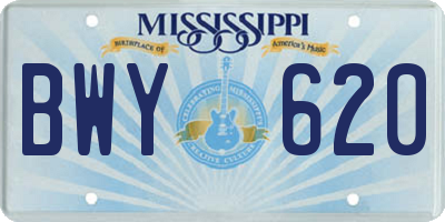 MS license plate BWY620