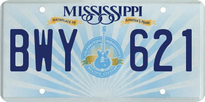 MS license plate BWY621