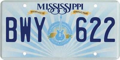 MS license plate BWY622