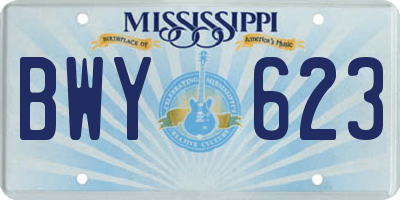 MS license plate BWY623