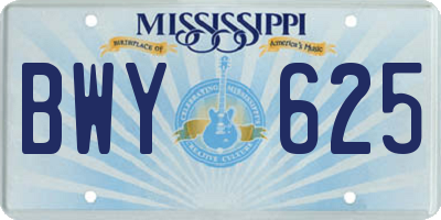 MS license plate BWY625