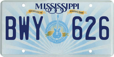 MS license plate BWY626