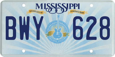 MS license plate BWY628