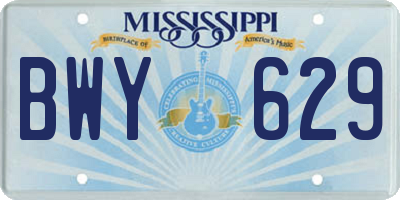 MS license plate BWY629