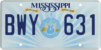 MS license plate BWY631