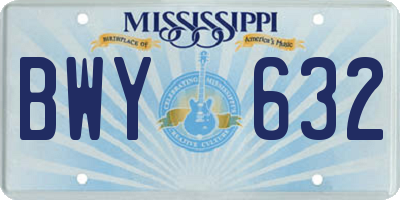 MS license plate BWY632