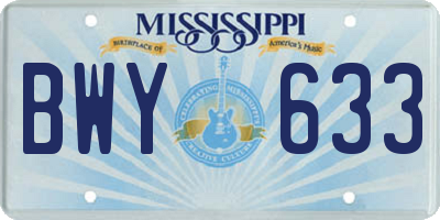 MS license plate BWY633