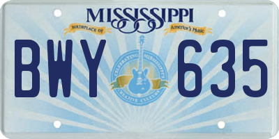 MS license plate BWY635