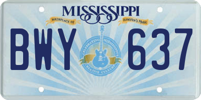 MS license plate BWY637