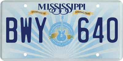 MS license plate BWY640