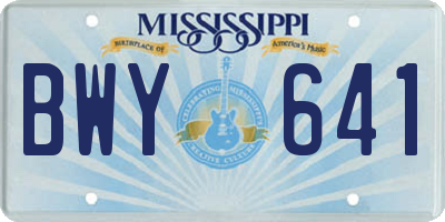 MS license plate BWY641