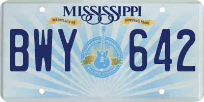 MS license plate BWY642