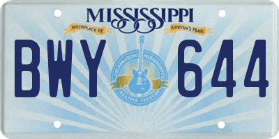 MS license plate BWY644