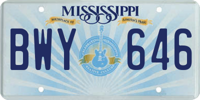 MS license plate BWY646